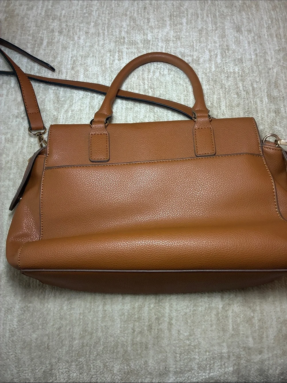Pebbled Leather Satchel in Cognac Brown‎